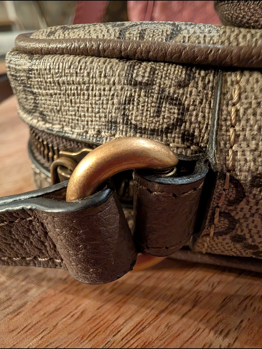 Gucci Beige GG Monogram Crossbody with Brown Trim - Picture 8 of 10